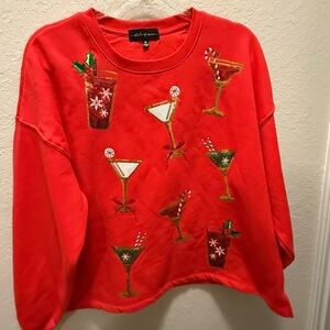 State of Mine Vibrant Red Cocktail Sweatshirt Size M